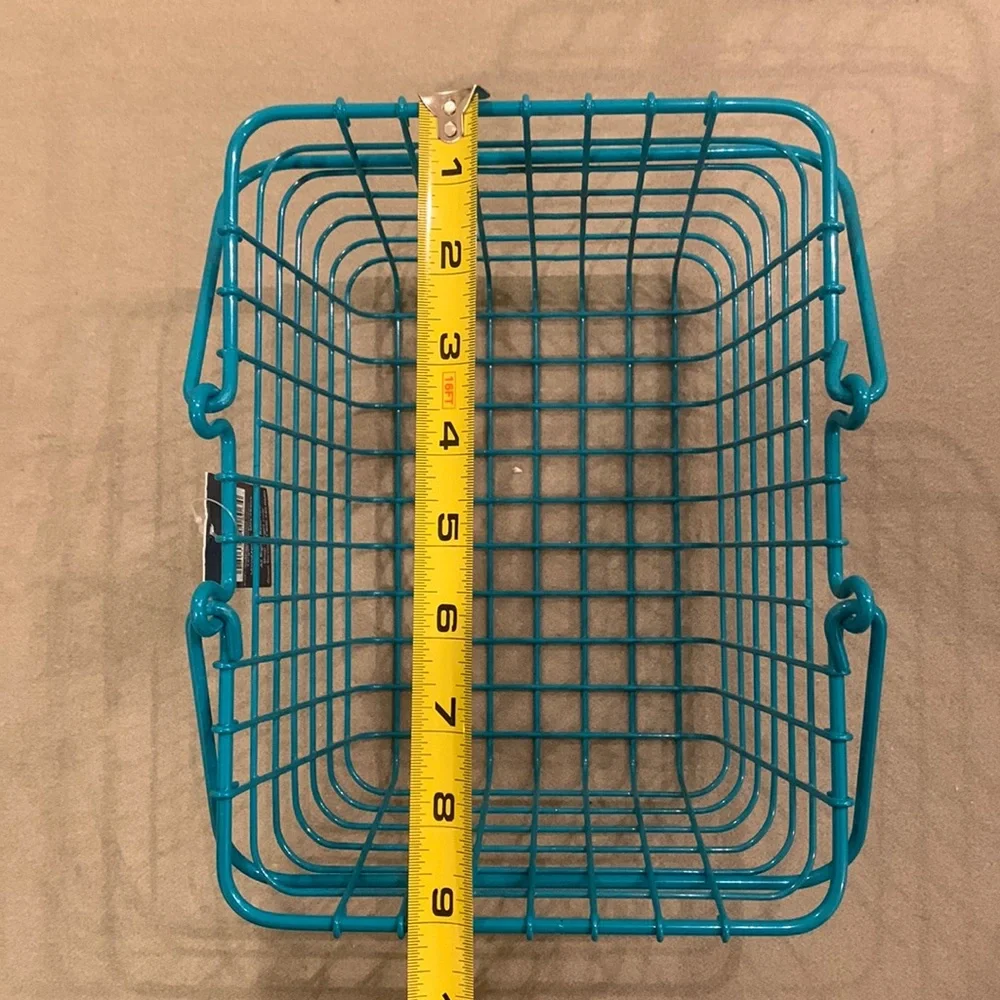 NEW NWT Teal Blue Metal Wire Storage Carry Carrying Caddy Handles